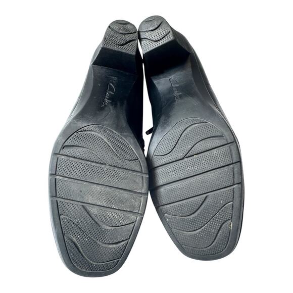 Clarks Leather Ankle Boot Block Heel Bootie Shooty 10 Black Zip Comfort Corpcore - Picture 6 of 14